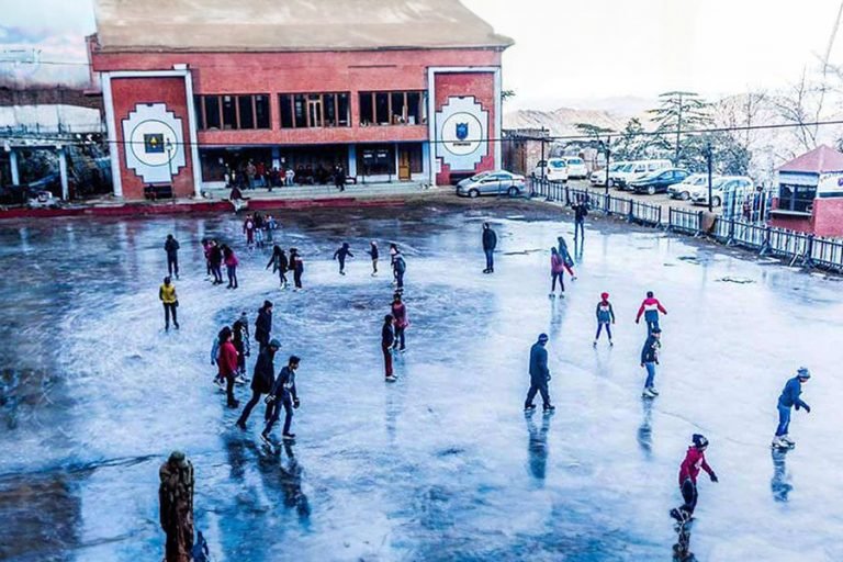 Ice Skating in winter in Shimla